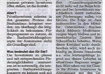 Investoren in Stadtumbau einbeziehen